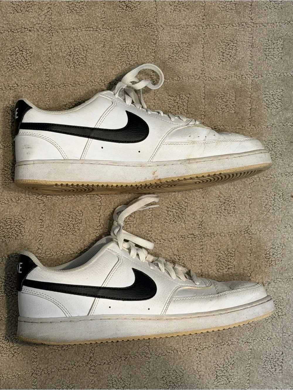 Nike White Low-Top Sneakers with Black Swoosh